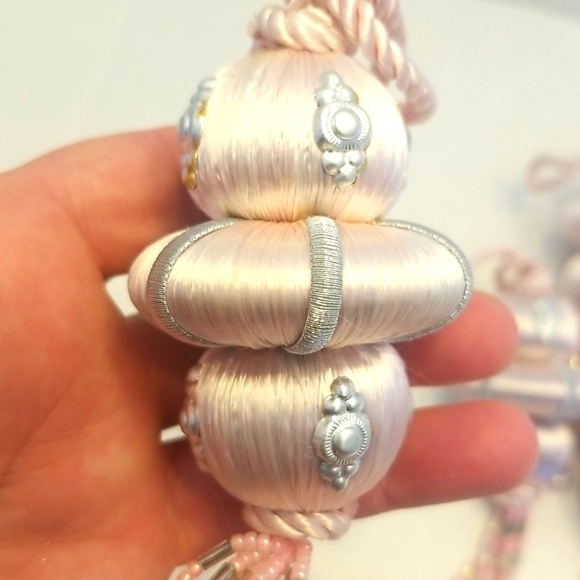 Pink Tassel Beaded Hanging Ornaments Set of Five - Picture 5 of 8